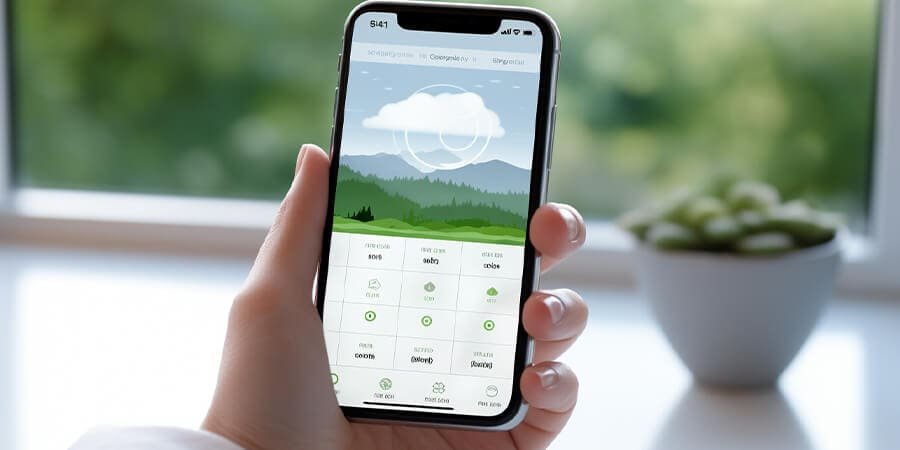 Hand an phone with app environment