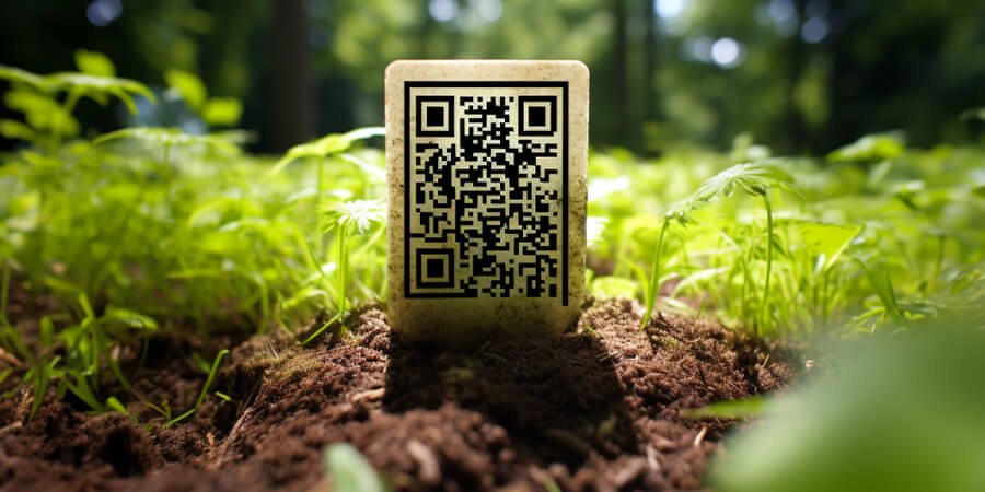 Example of a QR code marker for seedlings in the soil